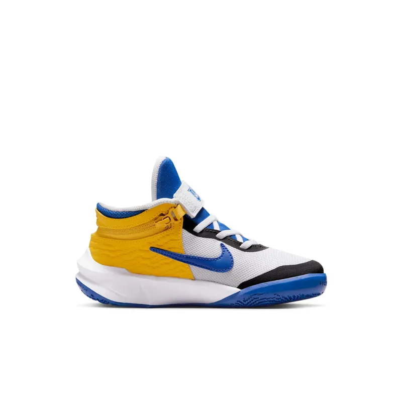 Nike Team Hustle D 10 FlyEase White Yellow Ochre Game Royal (DZ2761-141)