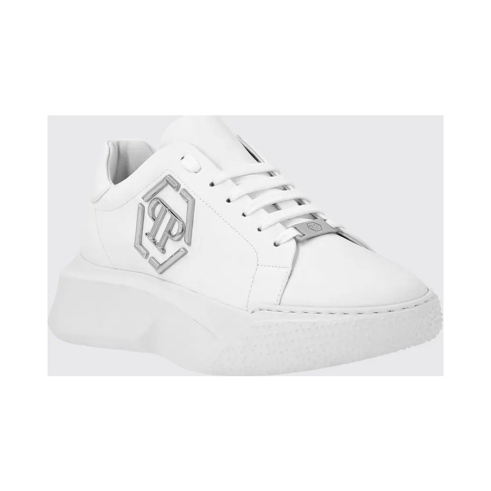 Philipp plein Smooth Leather Low-Top with Monogram and Hexagon Logo White (UABSUSC0348PLE075N01)