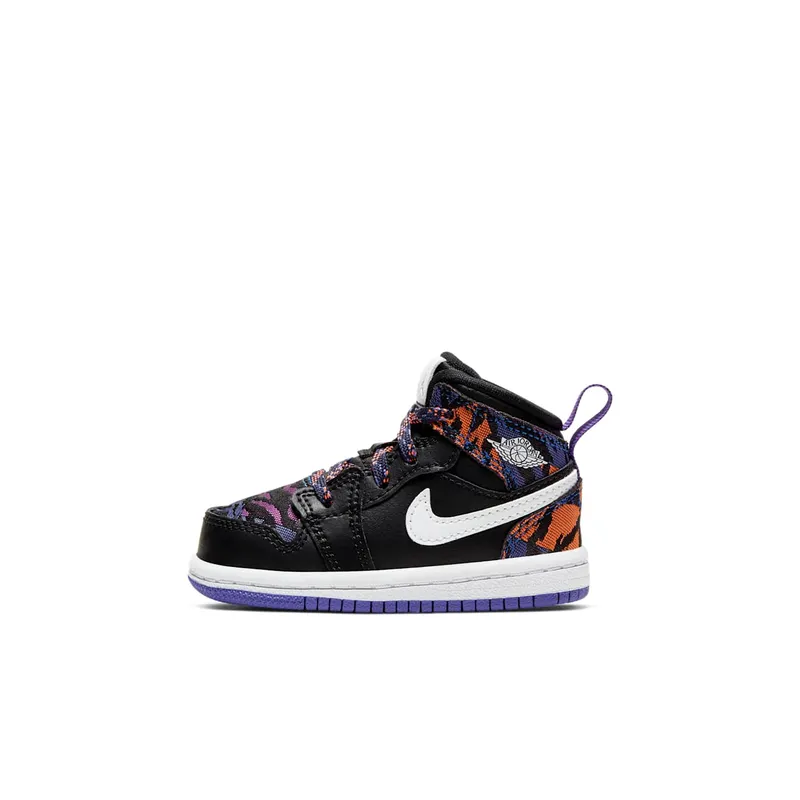 Jordan 1 Mid Multi-Color Tiger Stripe (TD) Black/White-Rush Violet-Black (AV5172-005)
