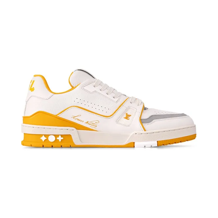 Louis Vuitton LV Trainer White Yellow Script (1ACHLH)