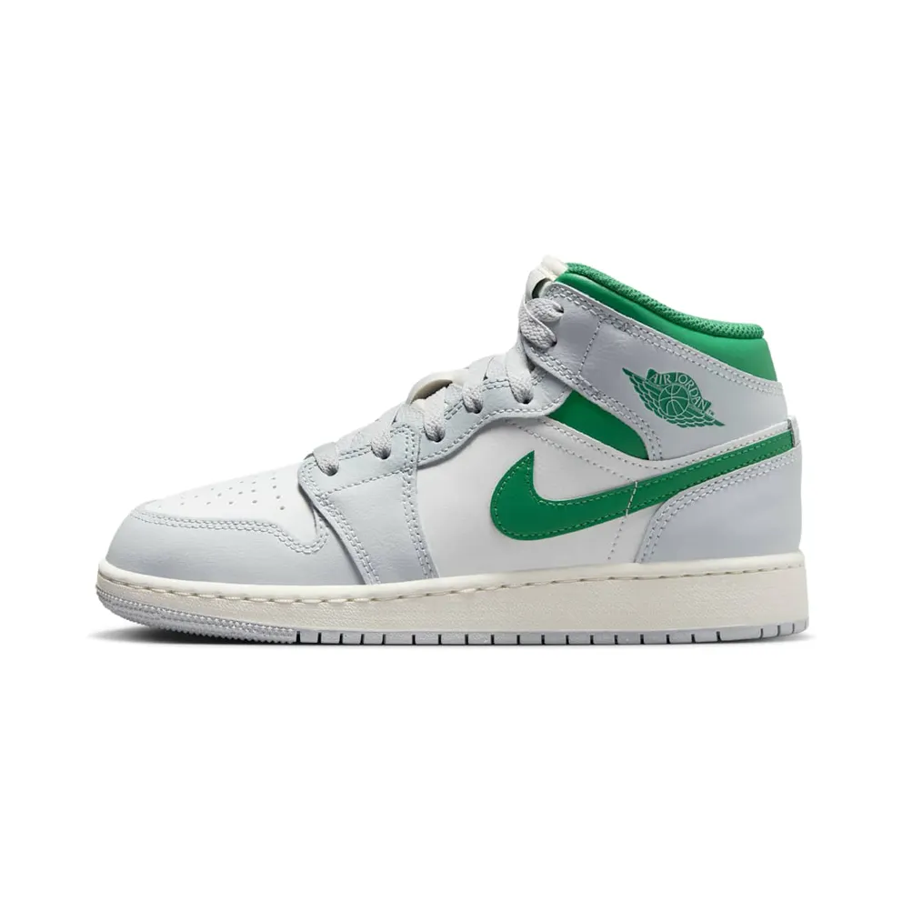Jordan 1 Mid GS “White Pure Platinum Pine Green” (DQ8423-142)