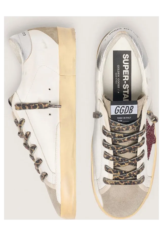 Golden Goose Super-Star With Burgundy Glitter Star And Silver Heel Tab (GWF00102.F004057.11372) (4)