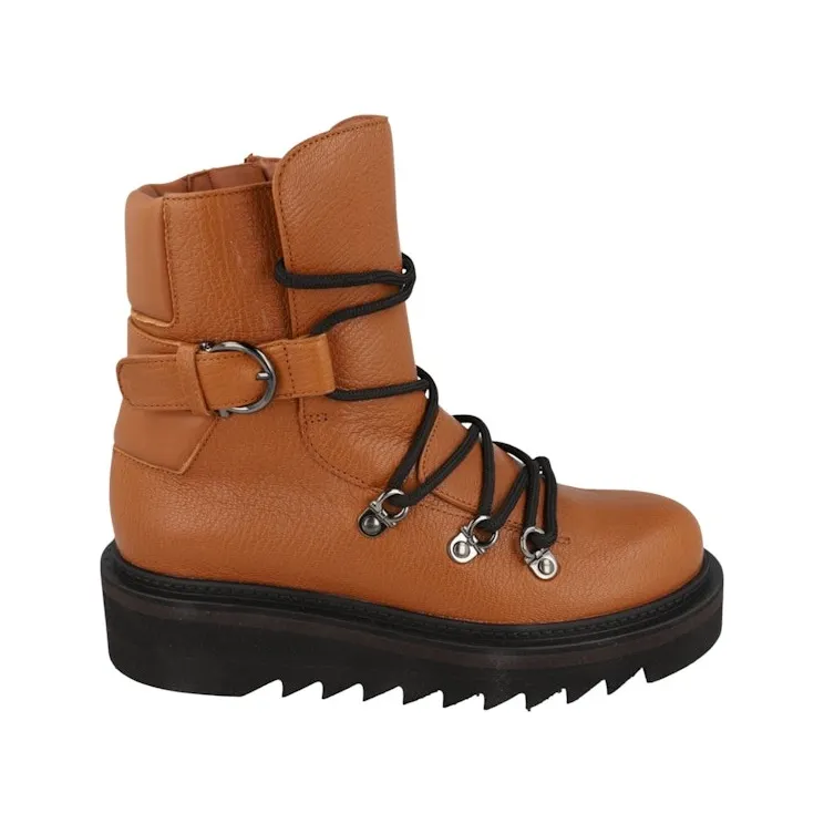 Ferragamo Elimo Lace-Up Leather Boots Medium Brown (01D951-757476-1C)