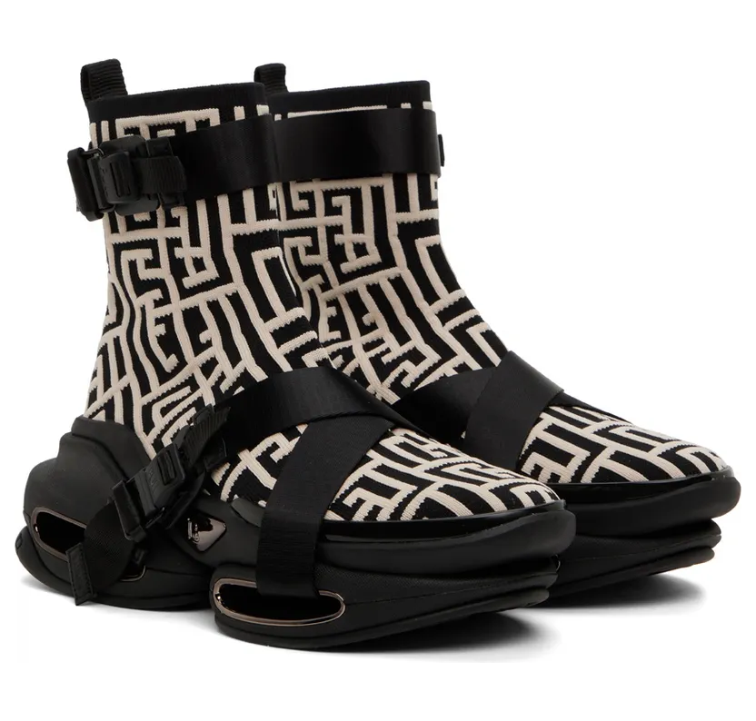 Balmain Black & White B-Bold High-Top Sneakers (YM1VH284TKPO) (4)