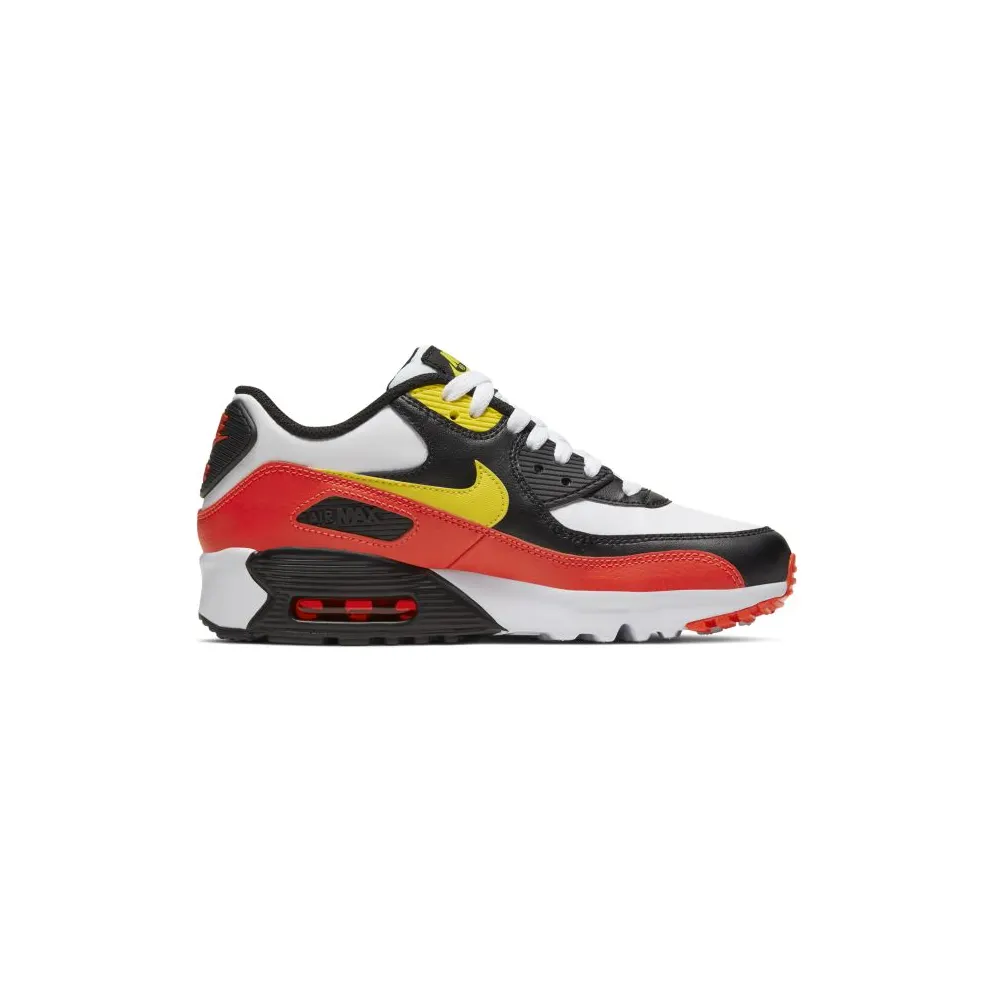 Nike Air Max 90 White Yellow Black Crimson (GS) White/Chrome Yellow-Black-Bright Crimson (833412-120)