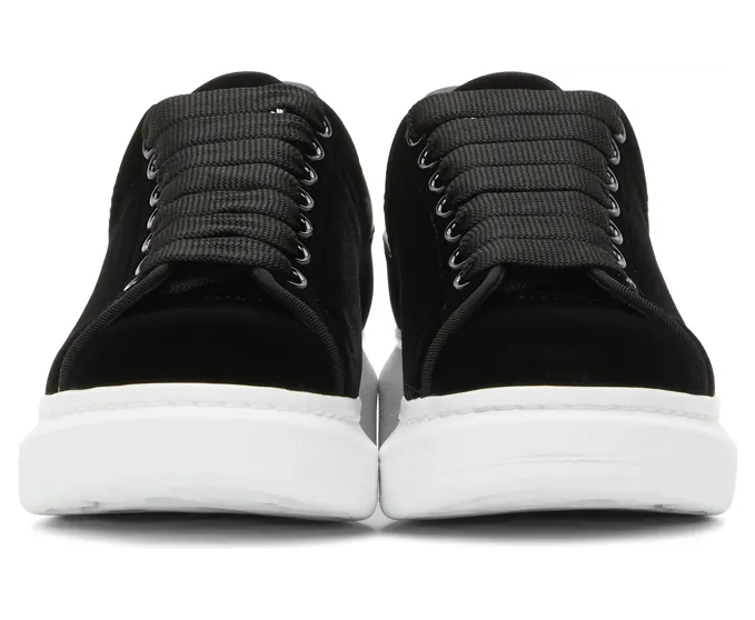 Alexander McQueen Black Velvet Oversized Sneakers (553775 W4FKT) (2)