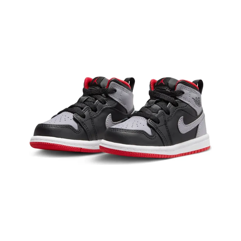 Jordan 1 Mid TD “Black/Cement Grey-fire Red-white” (DQ8425-006)