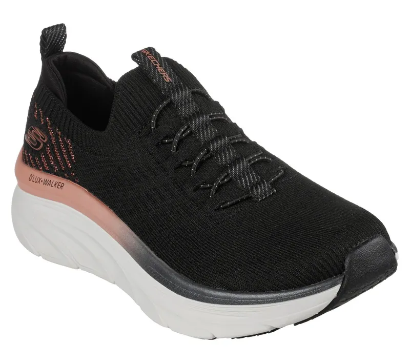 Skechers Relaxed Fit: D’Lux Walker – Let it Glow Sneaker Black/Roos Gold