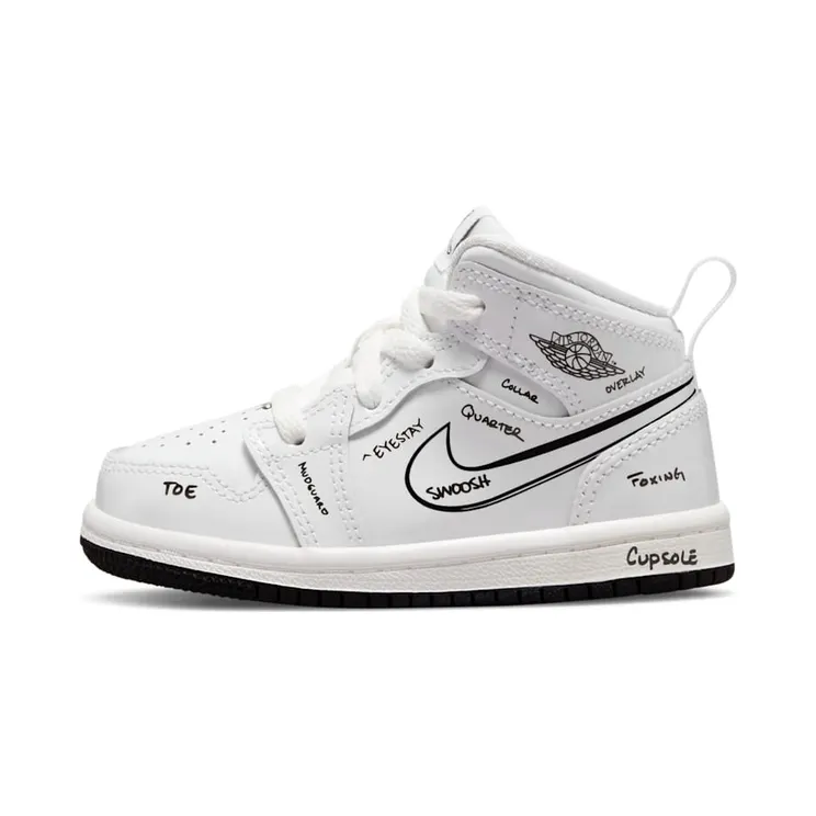 Jordan 1 Mid Schematic “White / Black” (DQ1865-100)