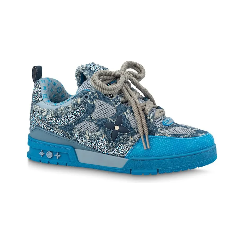 Louis Vuitton Skate Trainer Blue Swarovski Monogram (1ABMHB)