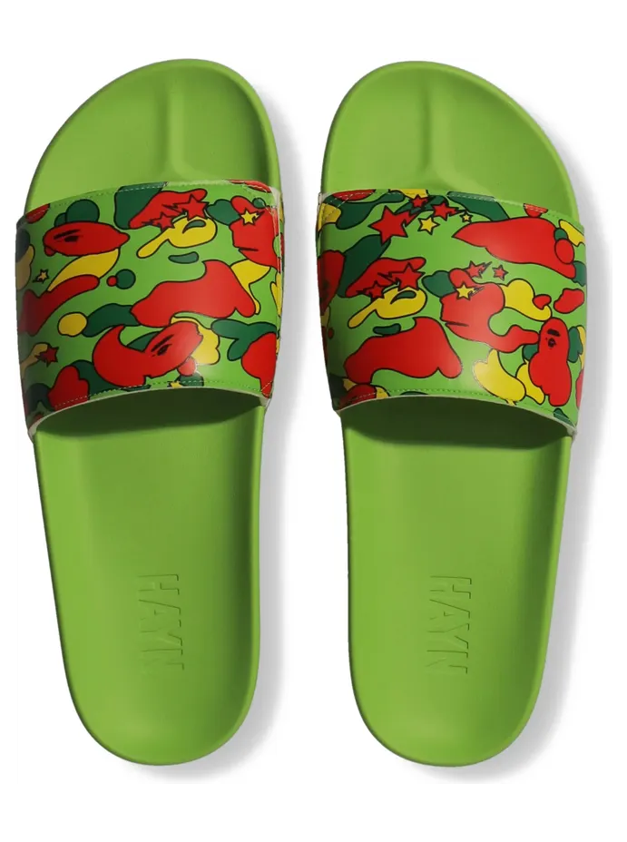A Bathing Ape Hayn Slide Green Sta Camo (1H73-191-917 GR)