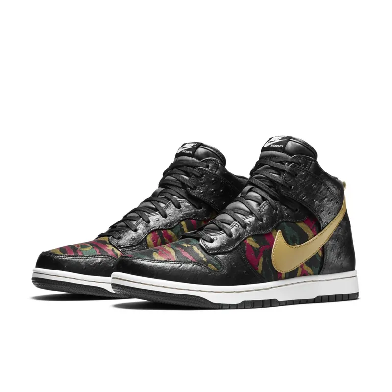 Nike Dunk CMFT Tiger Camo Black/Hyper Red-Gorge Green-Flat Gold (716714-002)
