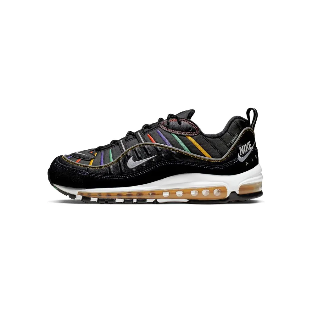 Nike Air Max 98 Martin Black/Flash Crimson-Kinetic Green-Psychic Purple-University Gold-White (BV0989-023)