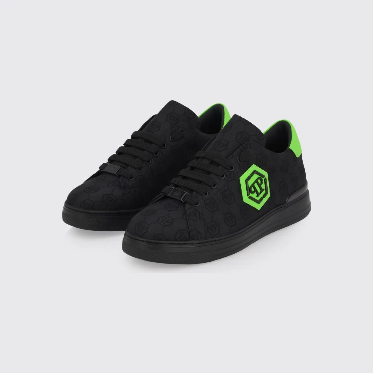 Philipp plein Fabric Sneakers with Hexagon Jacquard Black (PAFSMSC4093PTE021N0227)
