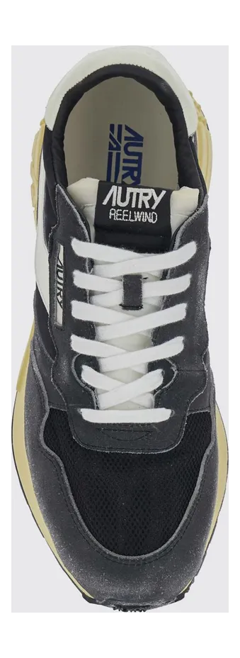 Autry Reelwind Sneakers in Leather and Nylon with Worn Effect Black 1 (WWLMQ07S) (3)