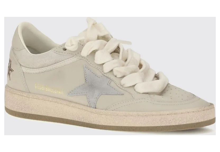 Golden goose Ball Star Distressed Laminated Leather Sneakers with Contrast Logo Cream (GWF00771F00870112522)