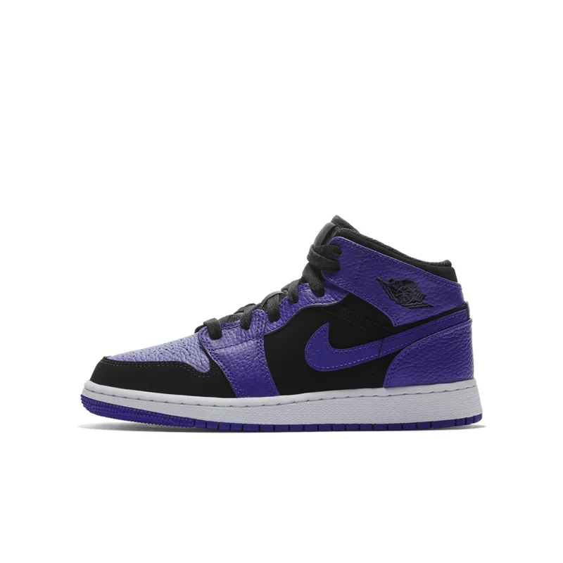 Jordan 1 Mid Black Dark Concord (GS) Black/Dark Concord-White (554725-051)