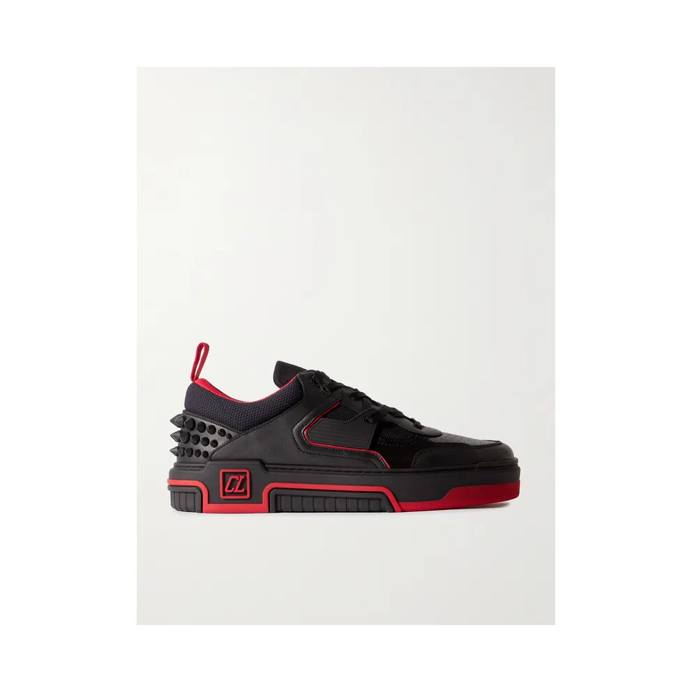 Christian Louboutin Astroloubi Spiked Leather, Suede and Mesh Sneakers Black (1240578)