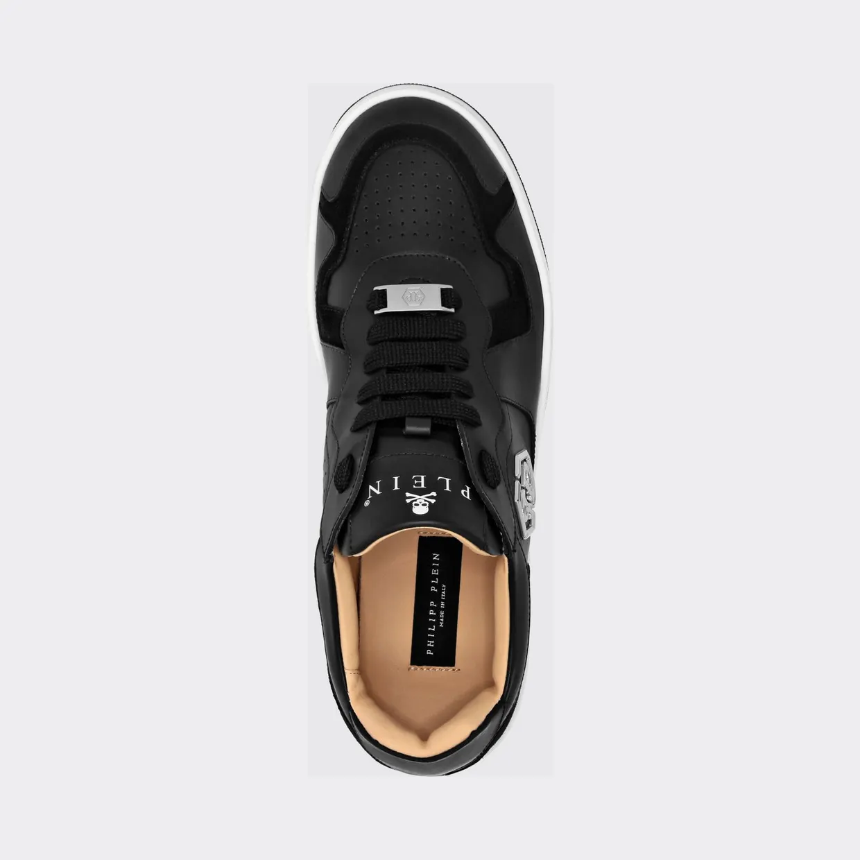 Philipp plein Low-Top Leather and Suede Sneakers with Hexagon Logo Black (SADSUSC0545PLE010N02) (3)
