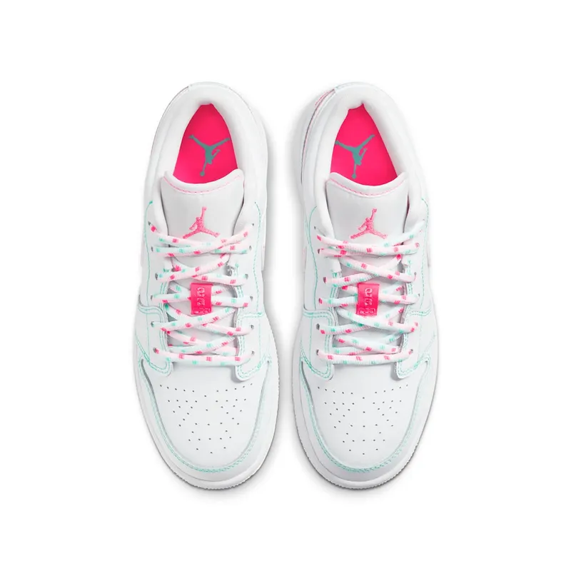 Air Jordan 1 Low White Green Pink (GS) (554723-101)