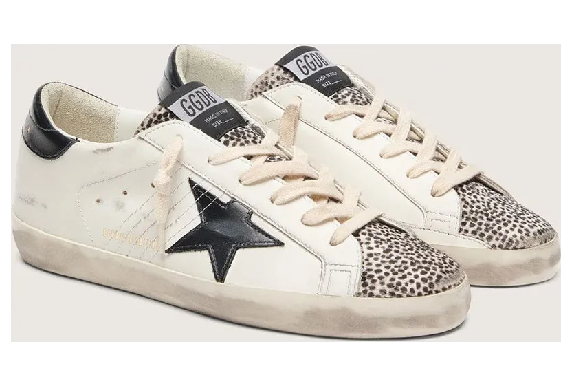 Golden Goose Super-Star Ltd In White Leather With Black Star And Pony Skin Details (GWF00101.F008513.10283) (2)