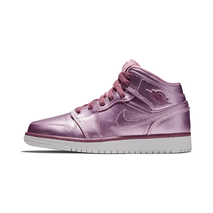 Jordan 1 Mid Pink Rise (GS) “Pink Rise / Noble Red / White” (AV5174-640)