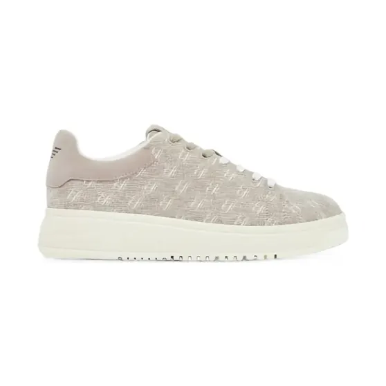Emporio Armani Low-top sneakers met logo-print – Beige (EW003997AF23350)