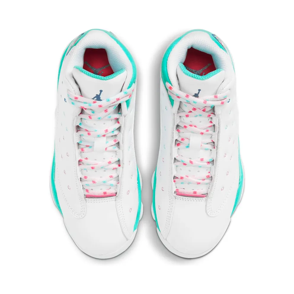 Jordan 13 Retro White Soar Green Pink (PS) White/Soar-Green-Pink (439669-100)