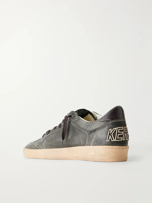 Golden Goose Ball Star Distressed Leather Sneakers Dark green (GMF00117.F008725) (4)