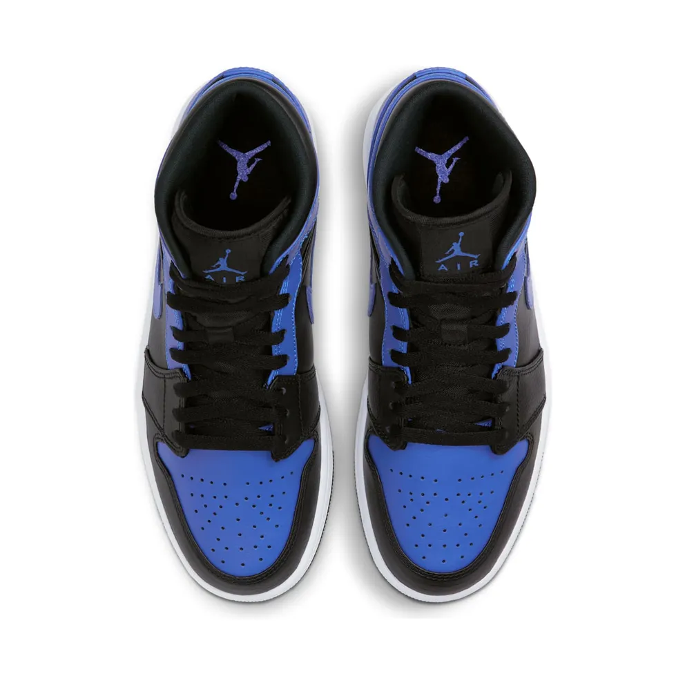 Jordan 1 Mid Black Royal Tumbled Leather Black/Hyper Royal-White (554724-077)