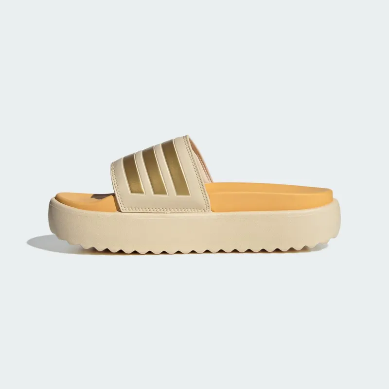 adidas Adilette Platform Slides Crystal Sand Gold Metallic Semi Spark (IF3422)