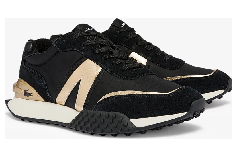 Lacoste Herren-Sneakers L-SPIN DELUXE mit Textil-Gold-Details – 1V7 Size 40 Schwarz (43SMA0077-1V7)