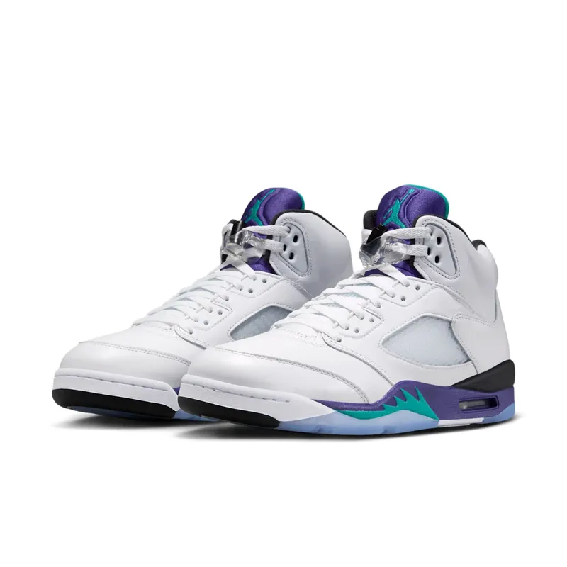 Jordan Air 5, White HQ7978-100 – “White / Grape Ice-new Emerald”
