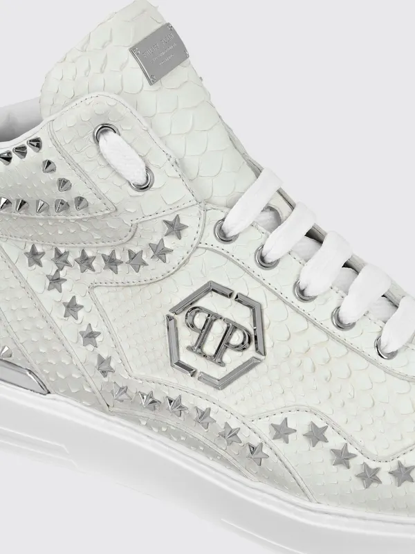 Philipp plein Python Leather Sneakers with Star Studs White (AADSMSC4004PLE029P01) (2)