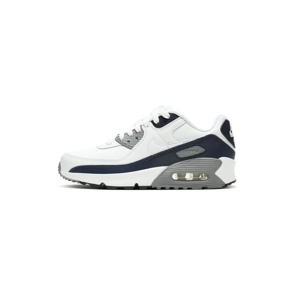 Nike Air Max 90 White Grey Obsidan (GS) White/Light Smoke Grey-Particle Grey-Obsidian (CD6864-105)