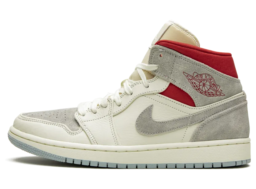 nstuff x Air Jordan 1 Mid Past, Present, Future Sail/Wolf Grey/Gym Red/White (CT3443-100)