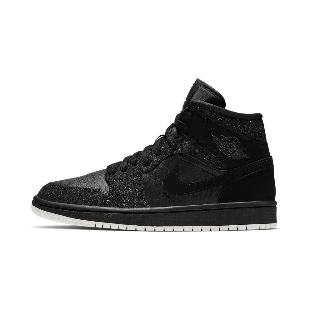 Air Jordan Nike AJ I 1 WMNS Mid Glitter Black (BQ6472-001)