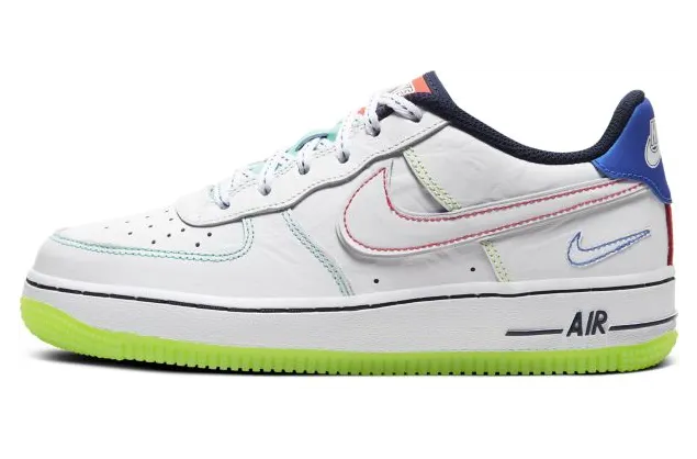 Nike Air Force 1 Low’Outside the Lines’ BG White/White/Racer Blue/Aurora Green (CV2421-100)