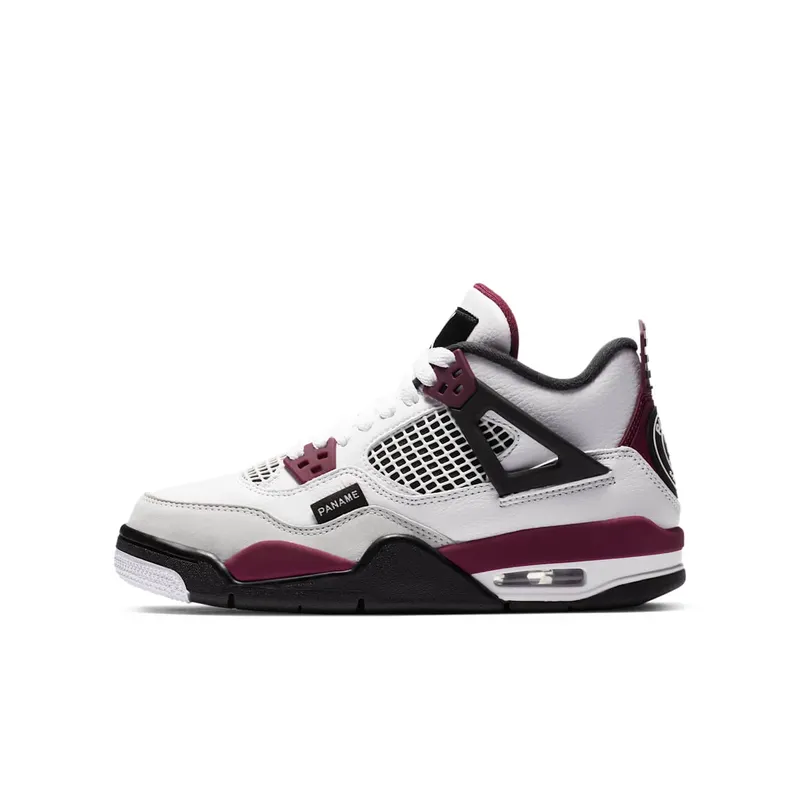 Jordan 4 Retro PSG Paris Saint-Germain (GS) White/Bordeaux-Neutral Grey-Black (CZ6509-100)