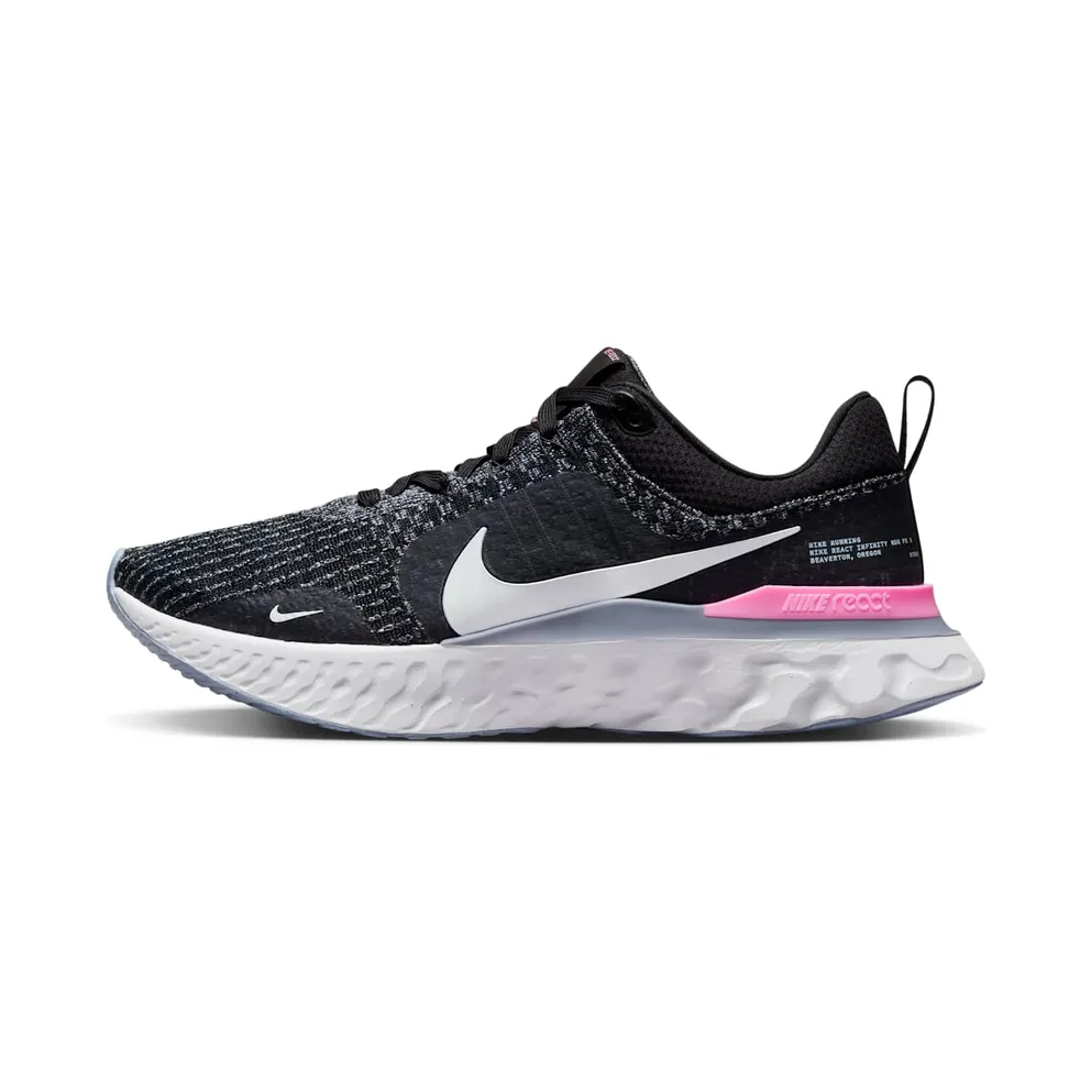 Nike React Infinity Run Black Football Grey Pink (DZ3014-001)