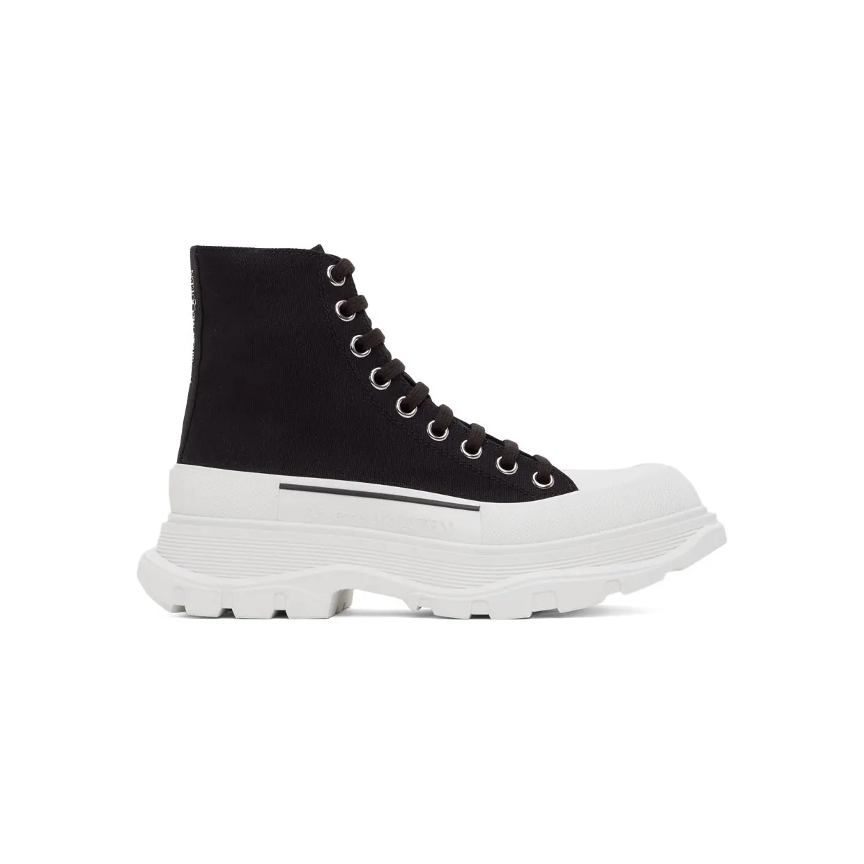 Alexander McQueen Black & White Tread Slick High Sneakers (611706W4MV2)