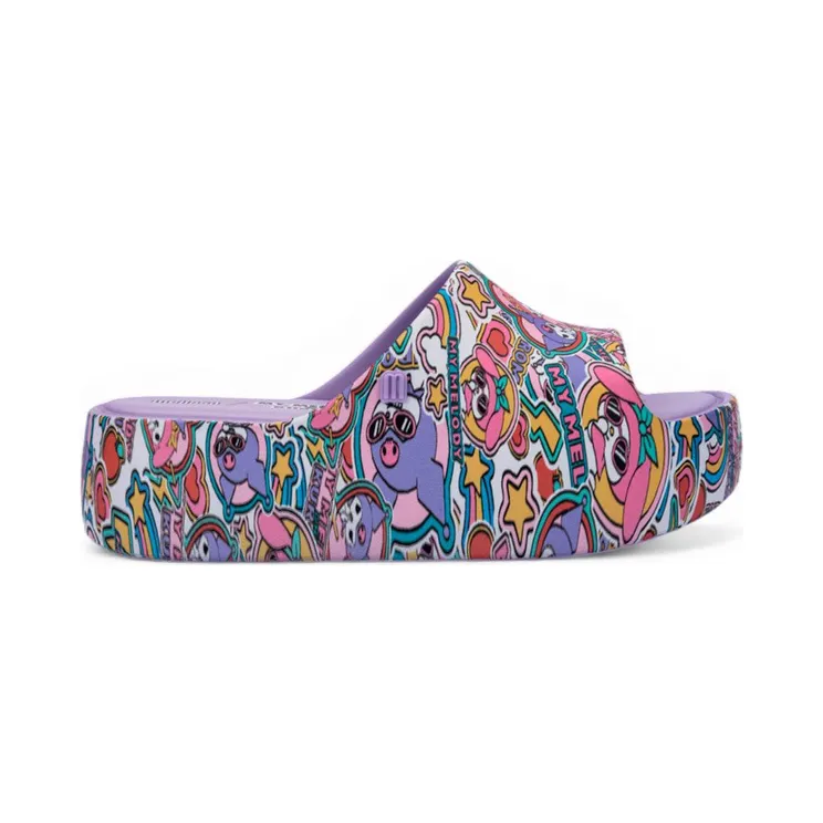 Melissa Free Platform Slide Hello Kitty and Friends Lilac Yellow (37874-BS344)