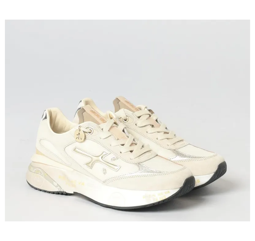 Premiata Moerund Laminated Leather and Mesh Sneakers White (MOERUND8080)