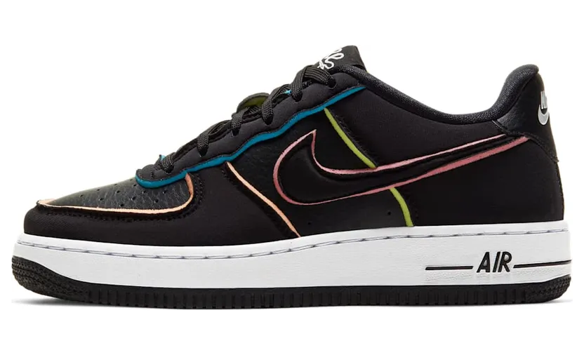 Nike Air Force 1 LV8 GS ‘Outline’ Black/Pink/Barely Volt/Black (CD7406-001)