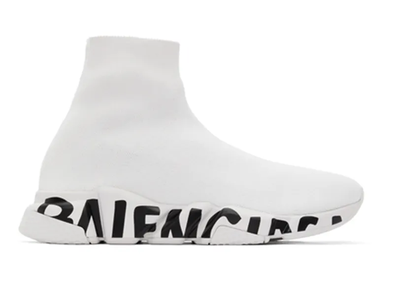 Balenciaga Speed Graffiti Trainers White Black (645334W2DB71901)