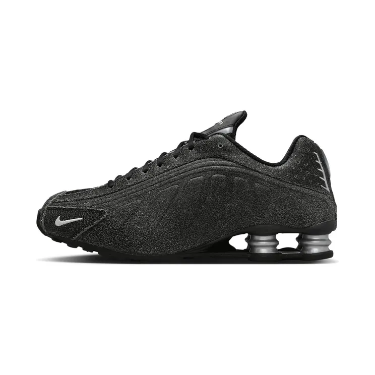 Nike Shox R4 Distressed Leather – “Black / Light Smoke Grey / Metallic Silver / Sail” (IO4544-002)