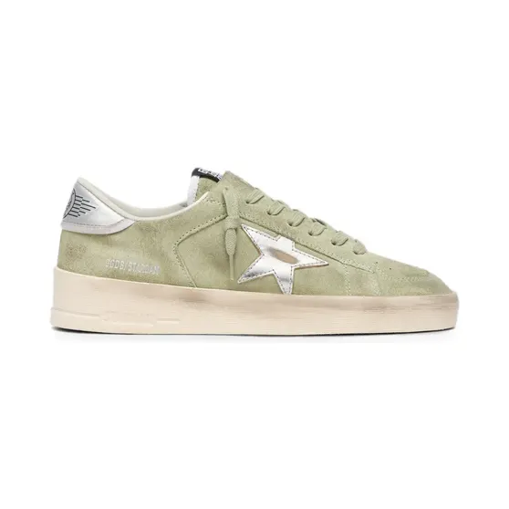 Golden Goose Stardan aus Wildleder und laminiertem Leder “Green” (GWF00948F008495)