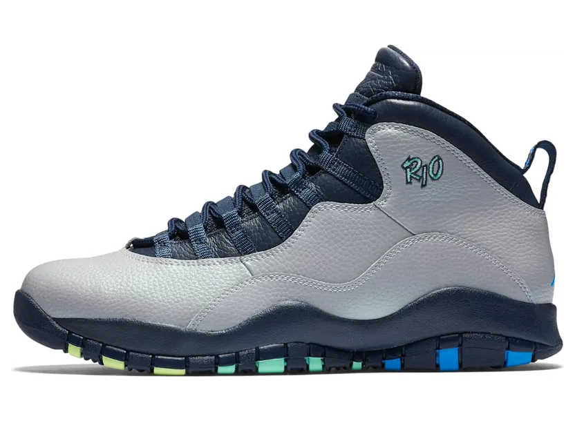 Air Jordan 10 Retro Rio “Wolf Grey / Obsidian / Green Glow / Photo Blue” (310805-019)