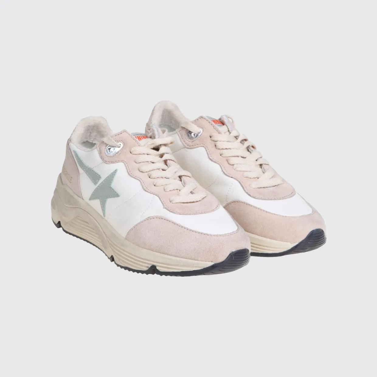 Golden goose Running Sole Smooth and Suede Calfskin Sneakers with Logo White (GWF00215F00473982355)