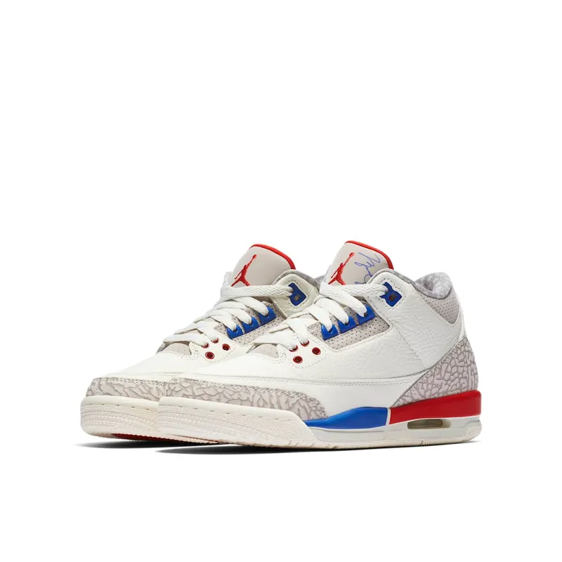Jordan 3 Retro International Flight (GS) Sail/Sport Royal-Light Bone-Fire Red (398614-140)